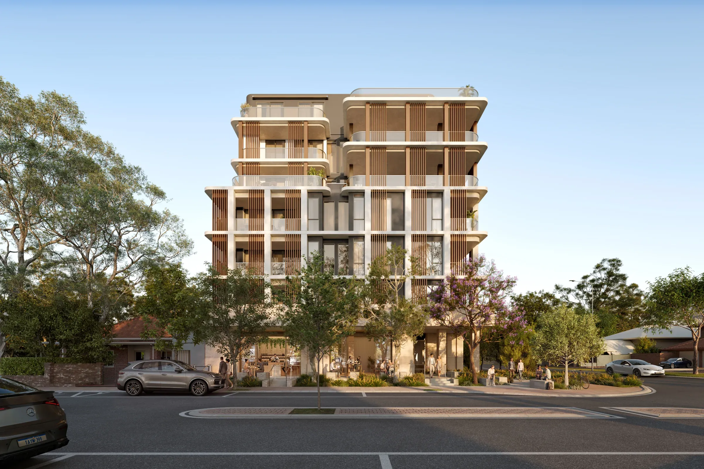 Render of the 9 Hampden Road apartment building, Nedlands