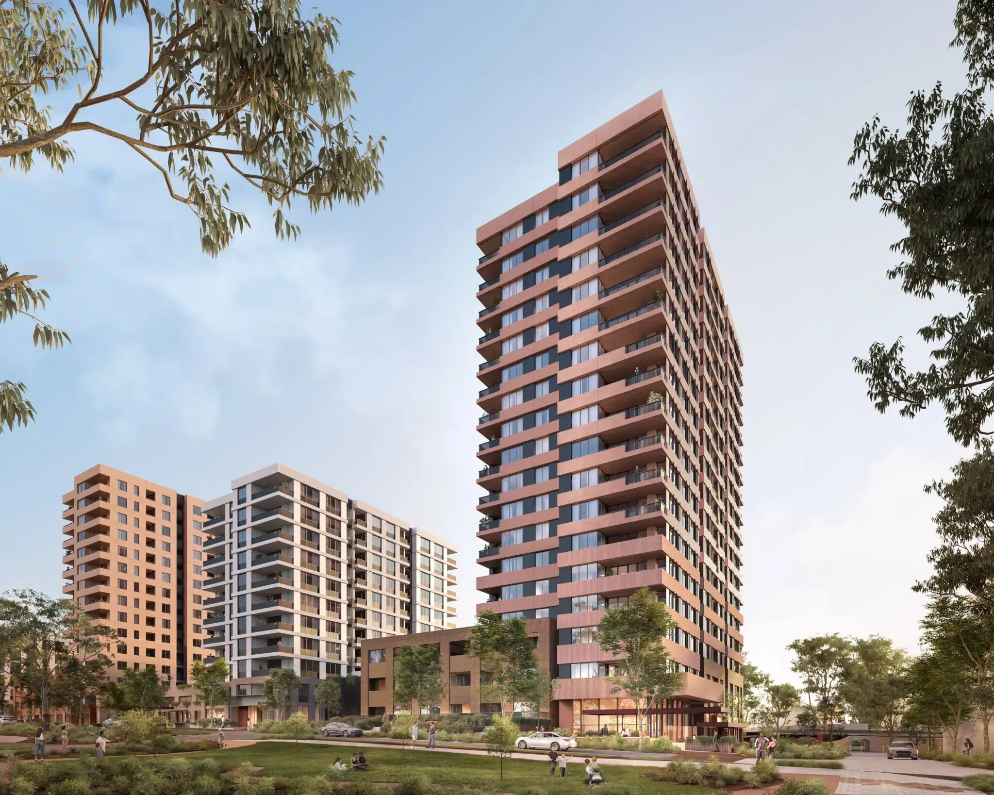 Render of the Court Place, Subiaco social and affordable housing towers